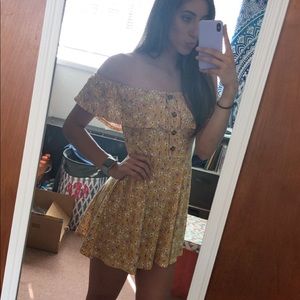 Yellow off the shoulder dress